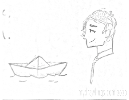Man and Oragami Boat